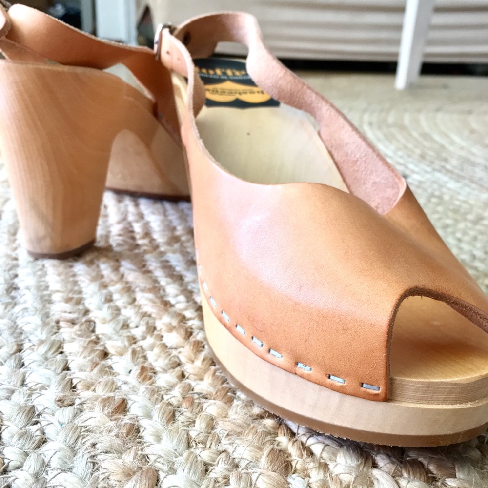 Swedish Hasbeens Peep-toe High Heeled Clog